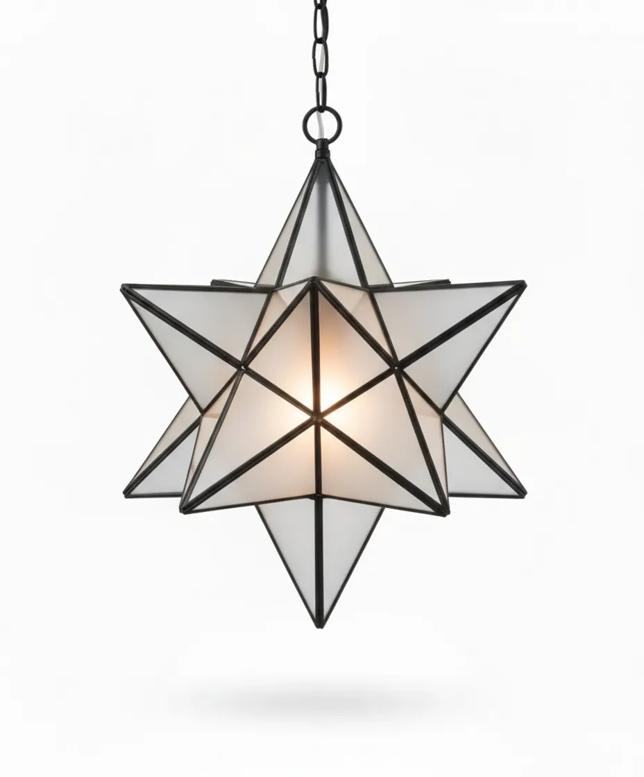 Farol Estrella 2124, lámpara granadina artesanal de Hijos de Estévez, acabado negro, vidrio mate